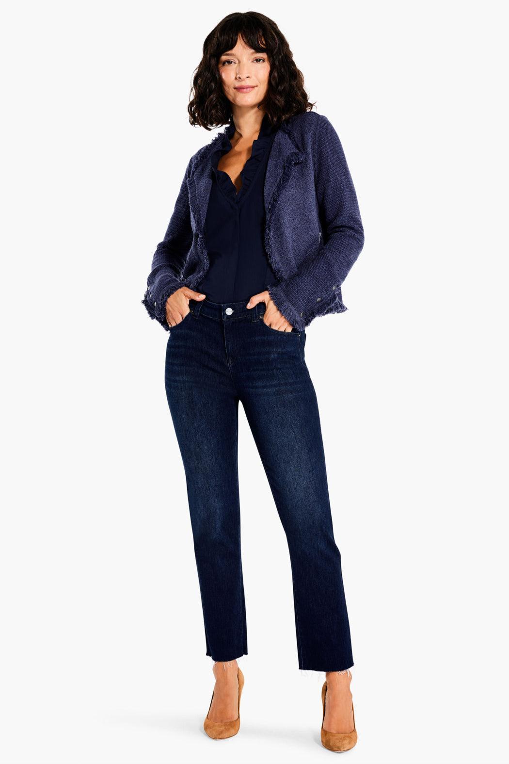 Ruffled Around Tank Top- Dark Indigo Product Image