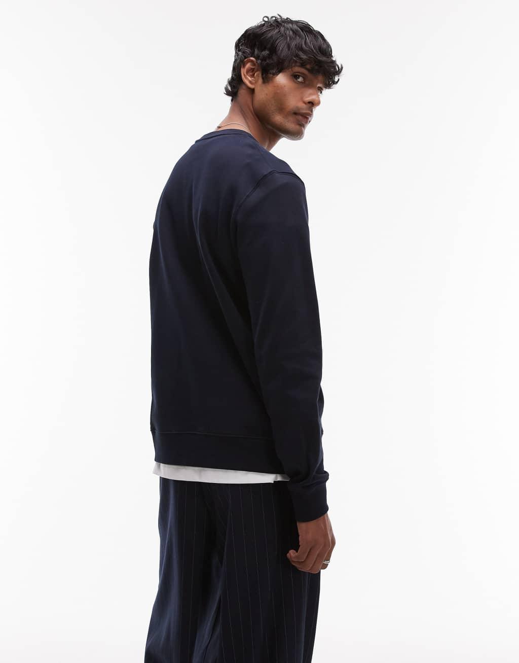 ARKET minimal jersey sweatshirt with crew neck in navy Product Image