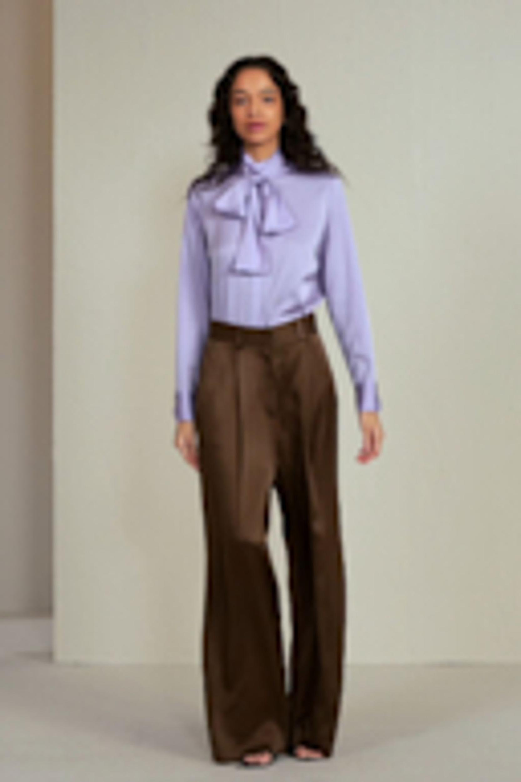 Silk Turtleneck Ribbon Blouse Product Image