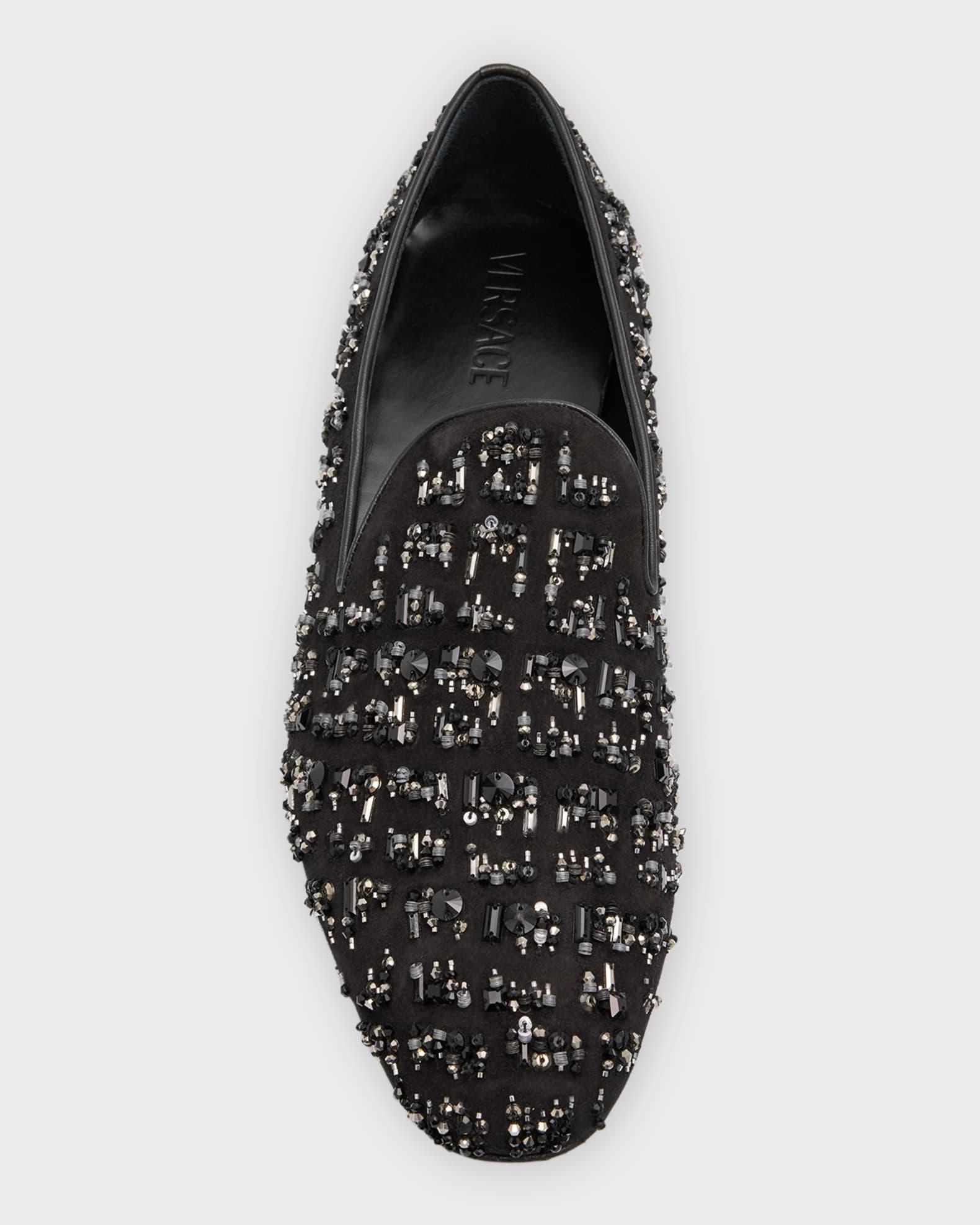 Men's Suede Bead-Embellished Smoking Slippers Product Image