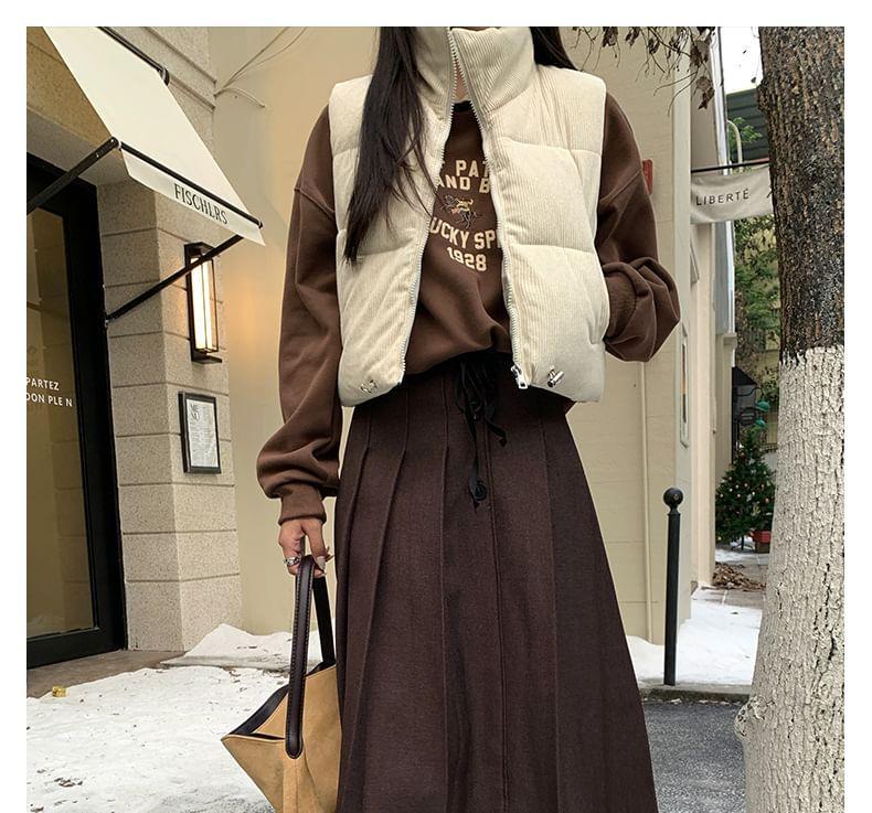 High Waist Button Fly Midi A-Line Skirt Product Image