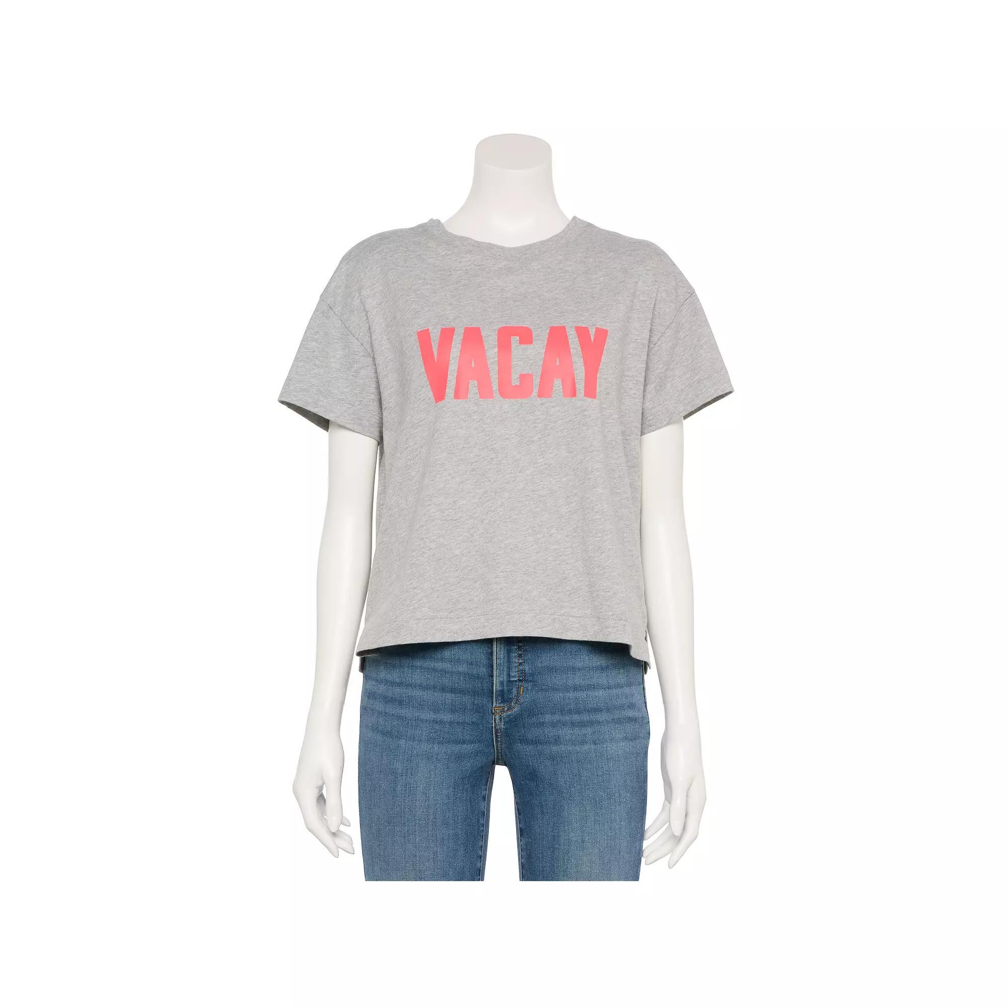 Women's Sonoma Goods For Life® Adaptive Boxy T-Shirt, Size: XL, Gray Vacay Graphic Product Image