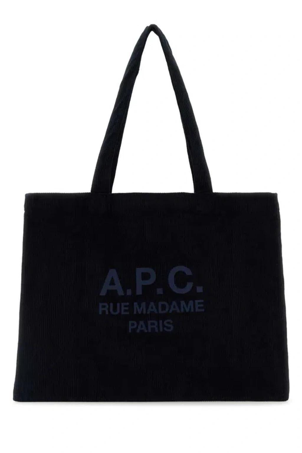 APC Dark Blue Corduroy Diane Shopping Bag In Black Product Image