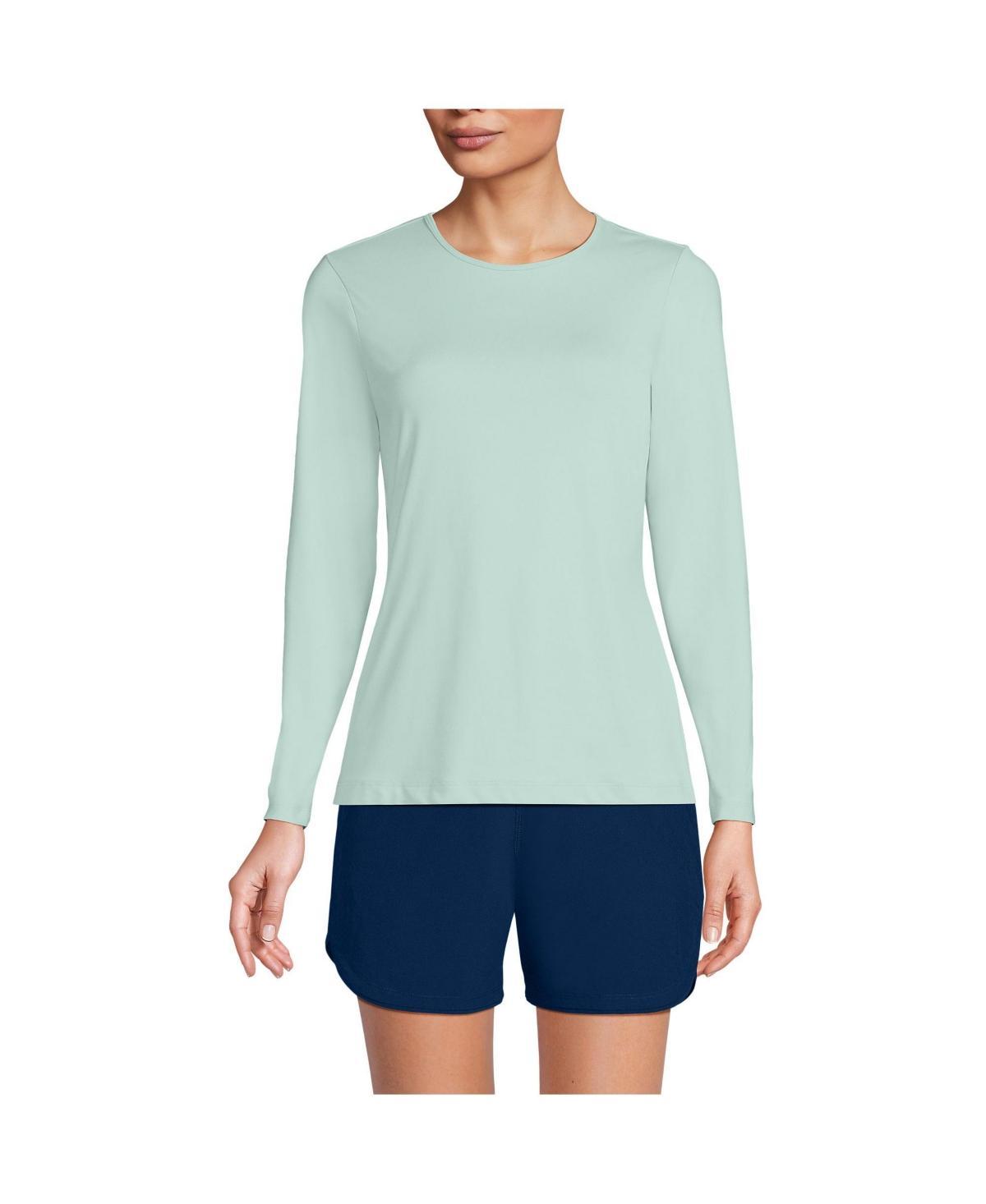 Plus Size Lands' End UPF 50 Long Sleeve Rash Guard, Women's, Size: 2XL, Blue Mini Stripe Product Image