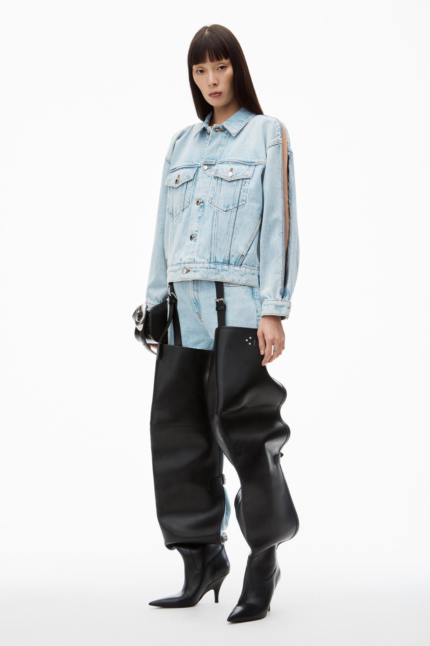 Zipped Sleeve Trucker Jacket In Denim Product Image