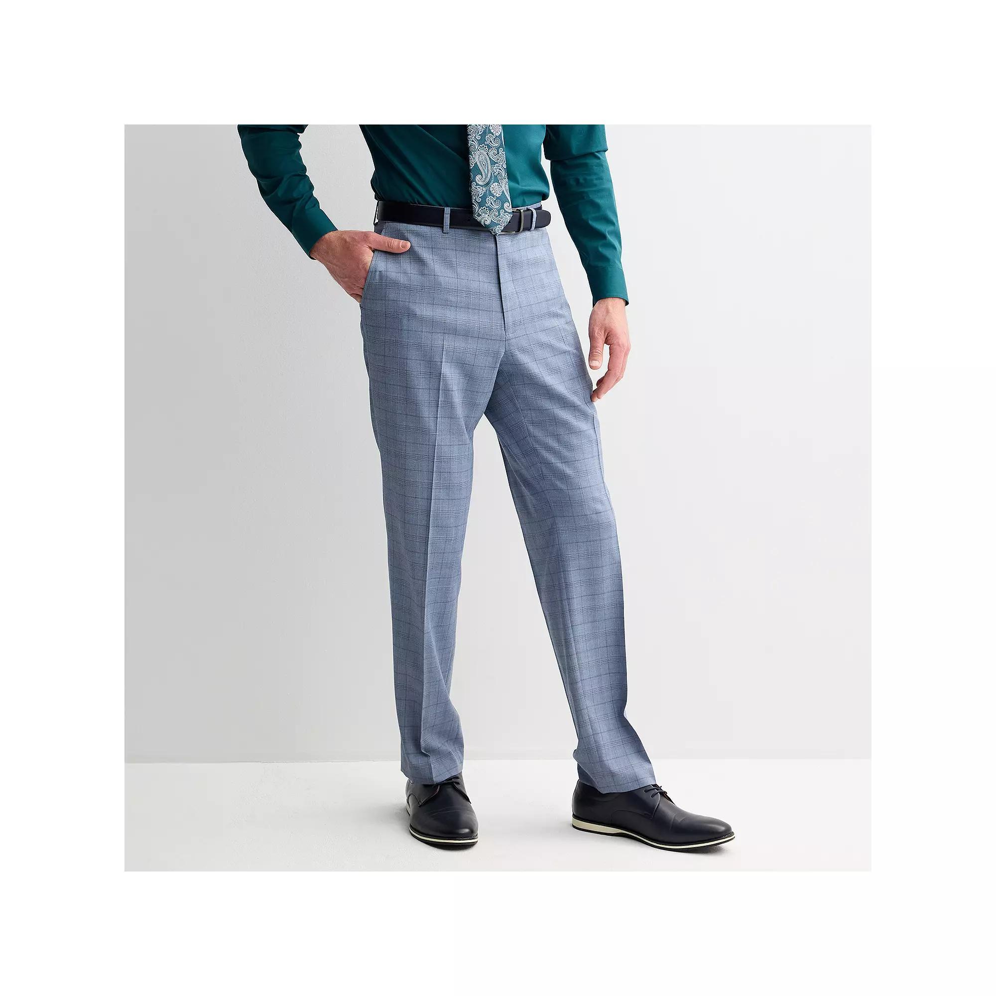 Men's Apt. 9® Premier Flex Performance Regular-Fit Washable Suit Pants, Size: 32X30, Blue Plaid Product Image