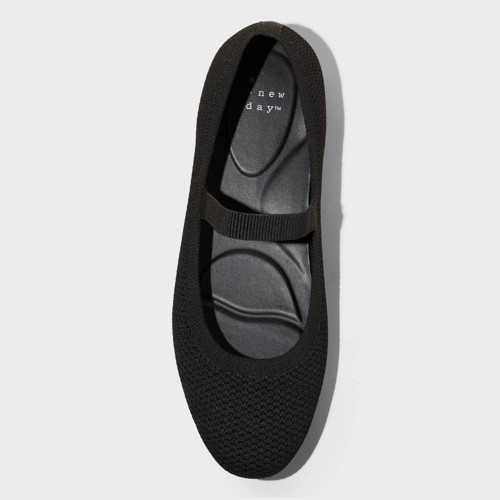 Womens Shiloh Knit Mary Jane Ballet Flats - A New Day Black 7: Pull-On, Removable Footbed, Closed Toe Product Image