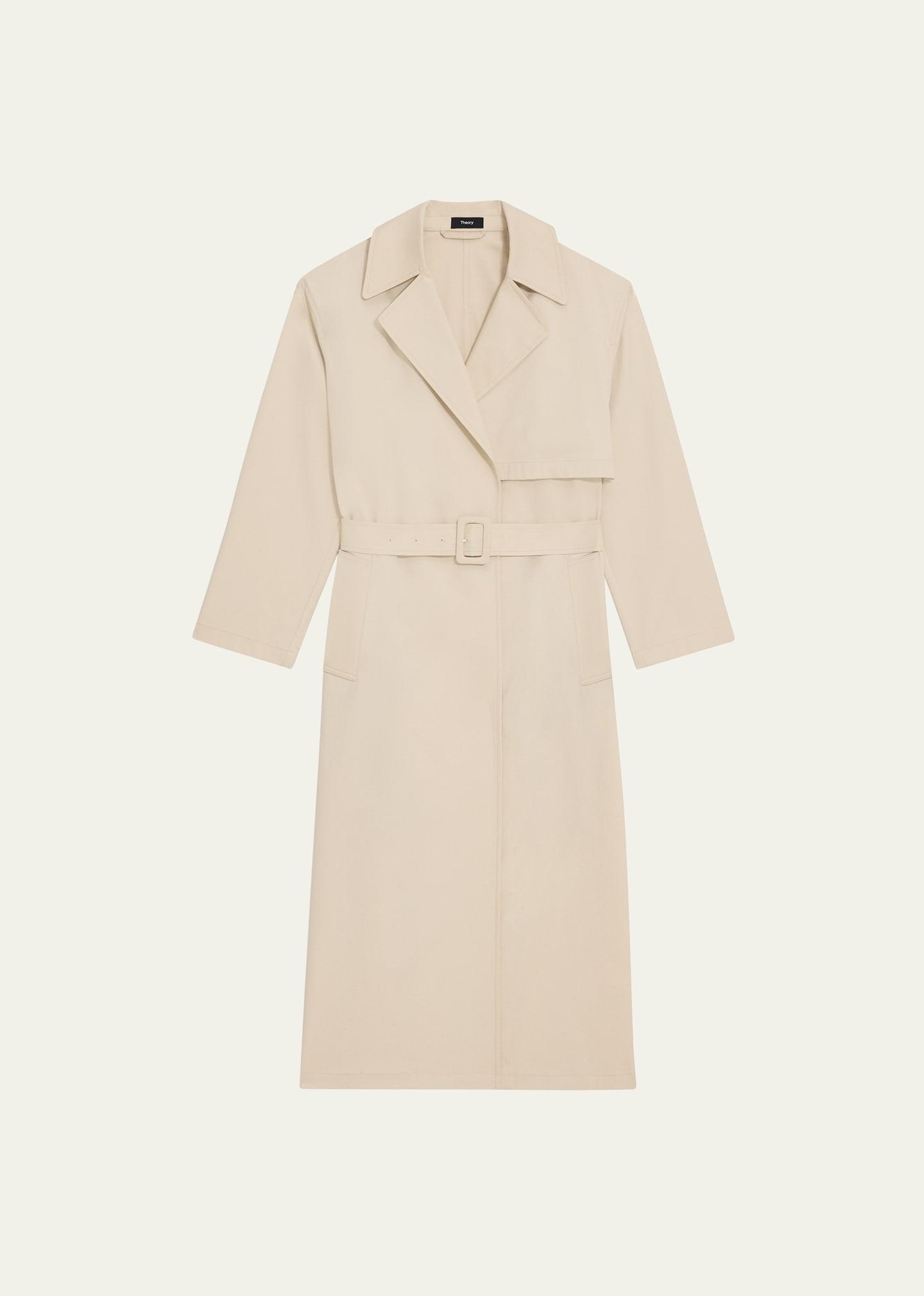 Single-Breasted Wrap Trench Coat Product Image