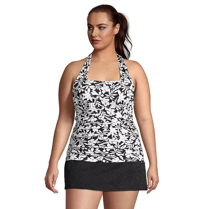 Plus Size Lands' End UPF 50 Squareneck Halter Tankini Swimsuit Top, Women's, Size: 16 W, Strawberry Floral Product Image