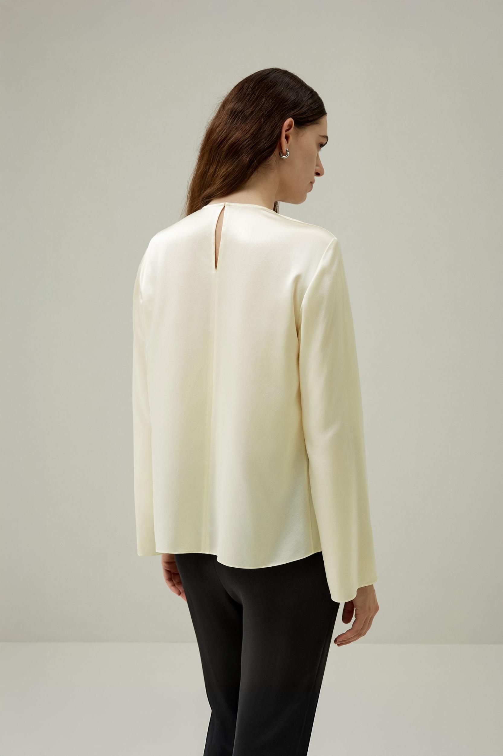 Silk Ruched-Neck Top Product Image