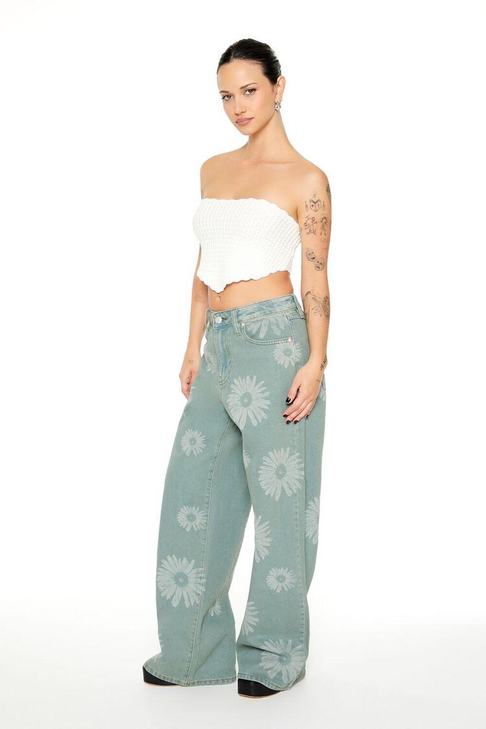 Floral Print Mid-Rise Baggy Jeans | Forever 21 Product Image
