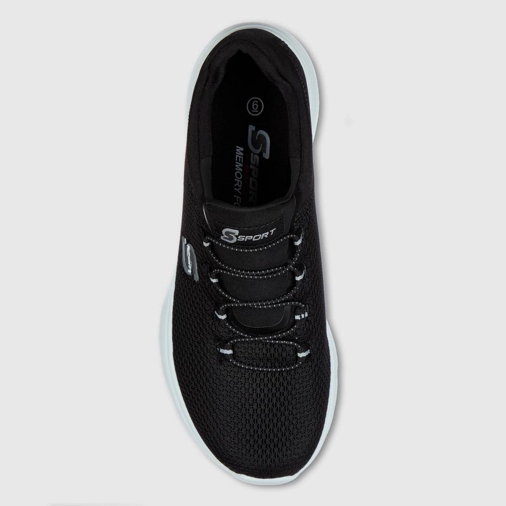 S Sport by Skechers Women's Rummie Pull-On Sneakers - Black 9.5: Slip-On, Cushioned Insole, Machine Washable, Flexible Outsole Product Image