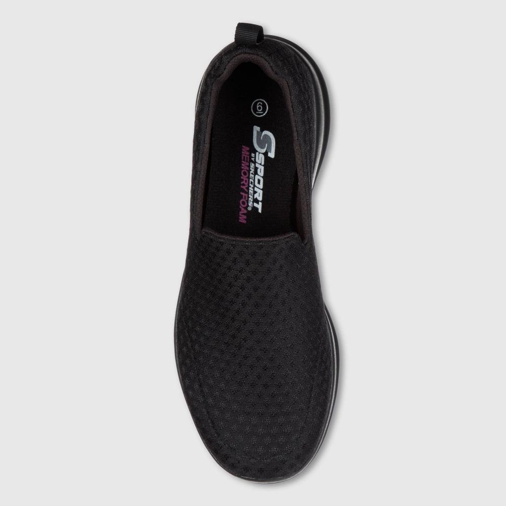 S Sport by Skechers Women's Malvina Slip-On Performance Sneakers - Black 6: Cushioned Insole, Machine Washable Product Image