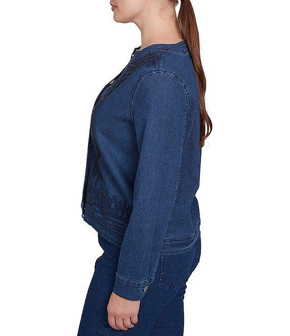 Ruby Rd. Embroidered Round Neck Long Sleeve Button-Front Jacket Product Image