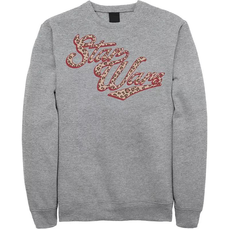 Men's Star Wars Cursive Cheetah Fill Logo Sweatshirt, Size: 3XL, Athletic Grey Product Image