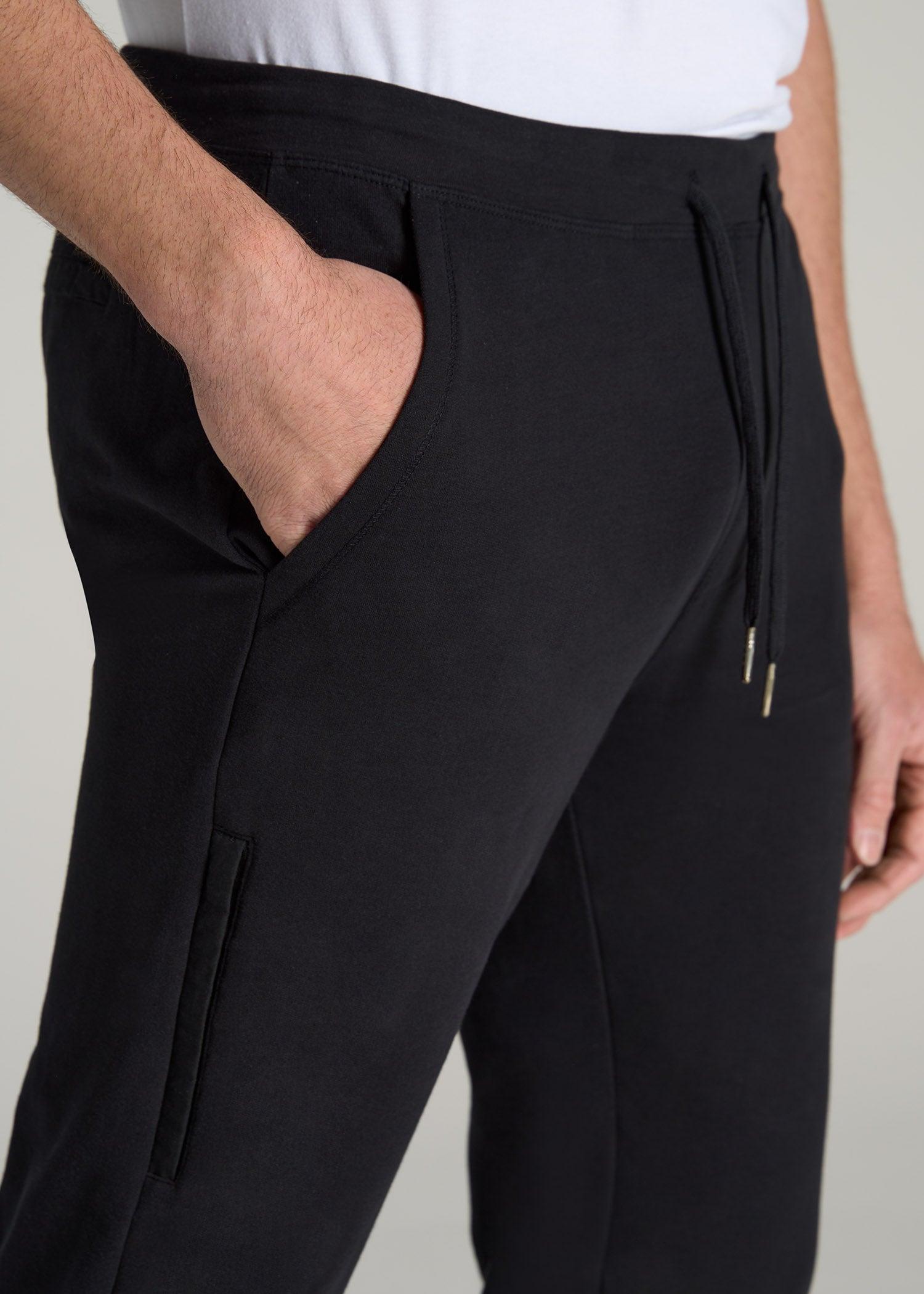 Microsanded French Terry Sweatpants for Tall Men in Black Product Image