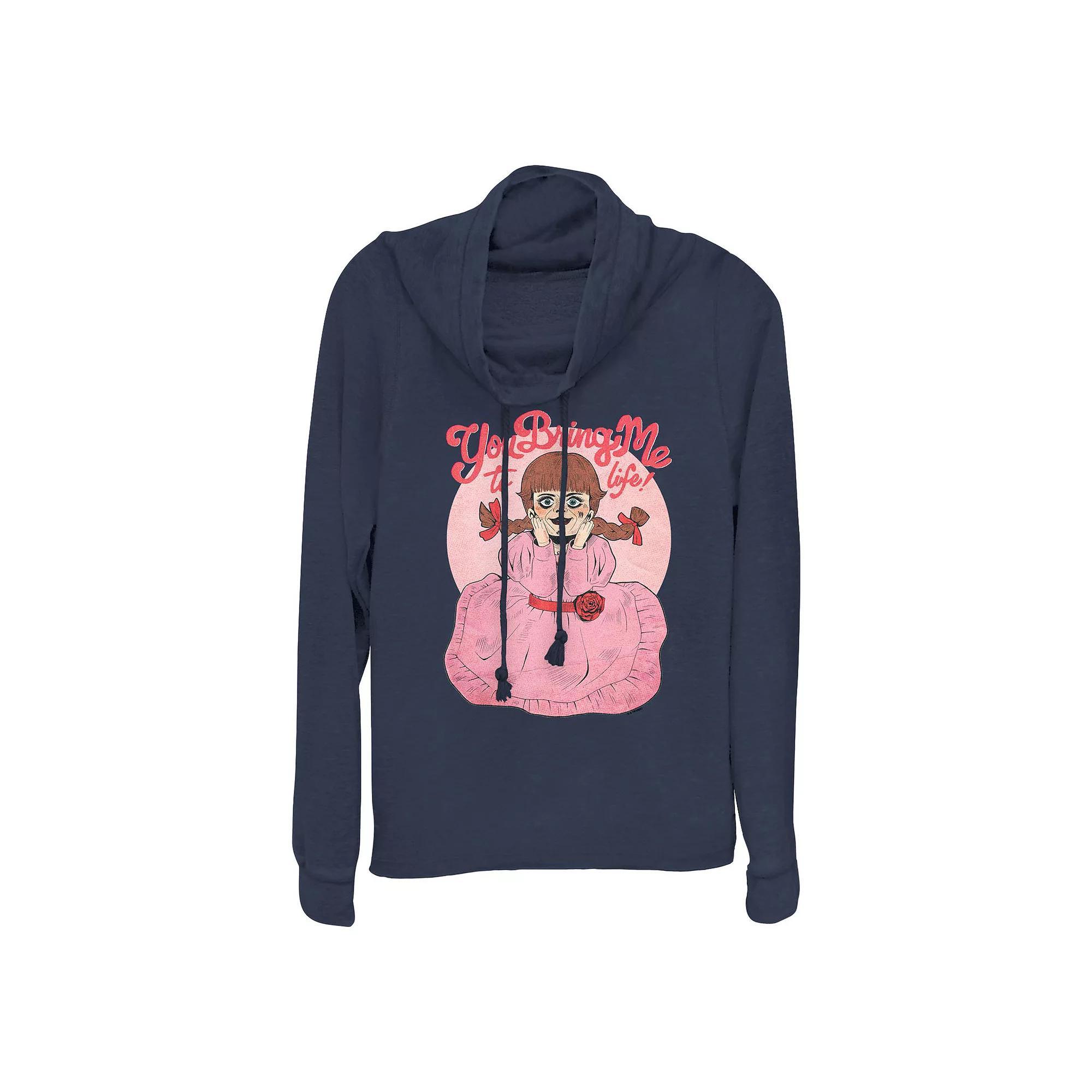 Women's Annabelle You Bring Me To Life Cowlneck Graphic Lightweight Long Sleeve, Size: XS, Blue Product Image