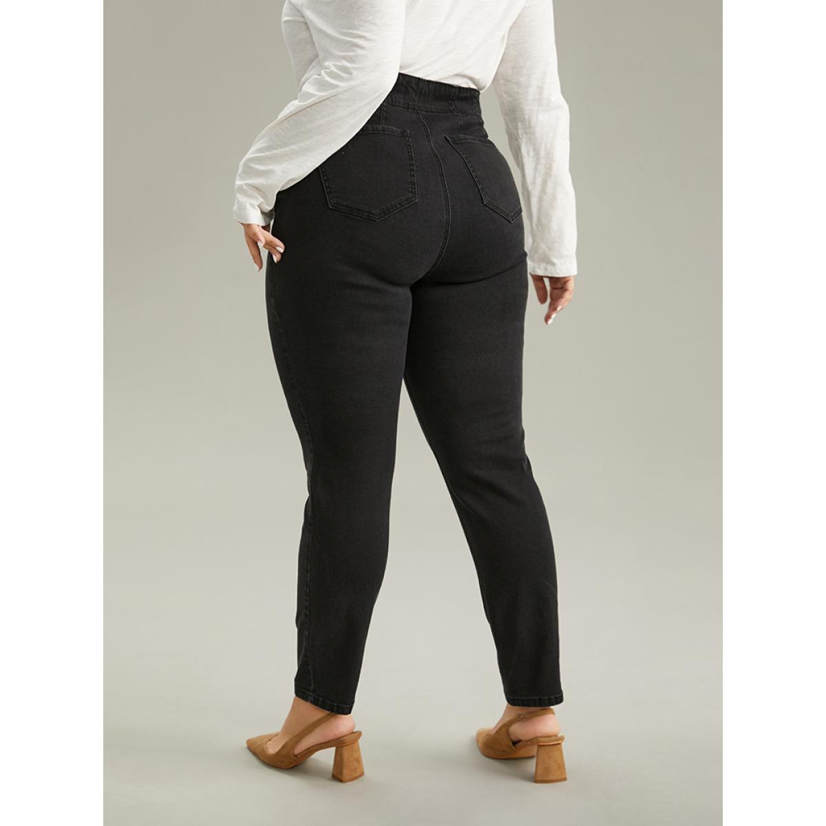 Plus Size Seam Detail Skinny Pocket Jeans Women DimGray Casual Plain Plain High stretch Pocket Jeans BloomChic 16/1X Product Image
