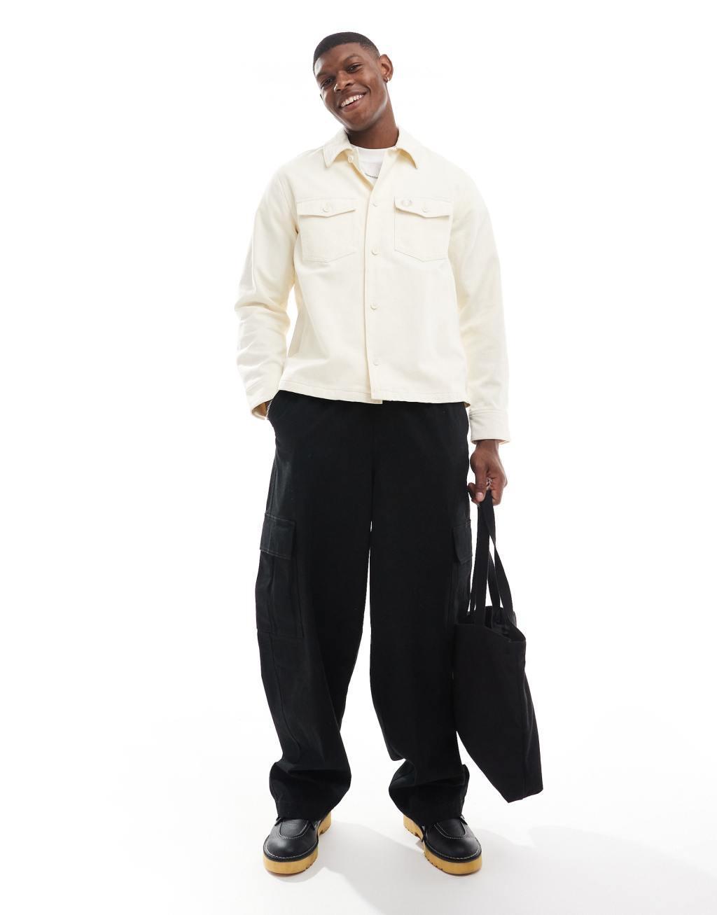 Fred Perry cord overshirt in ecru Product Image