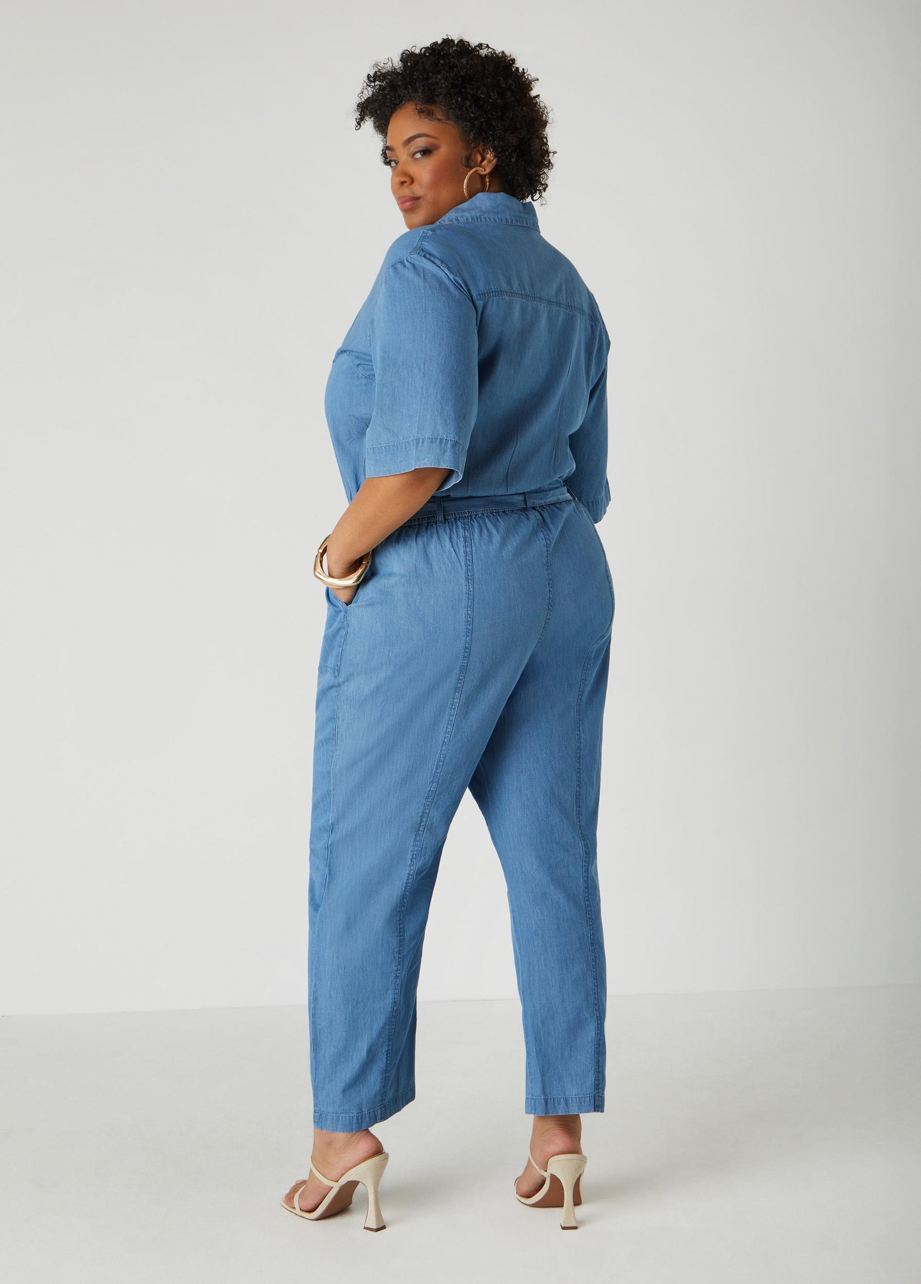 Belted Chambray Jumpsuit Product Image