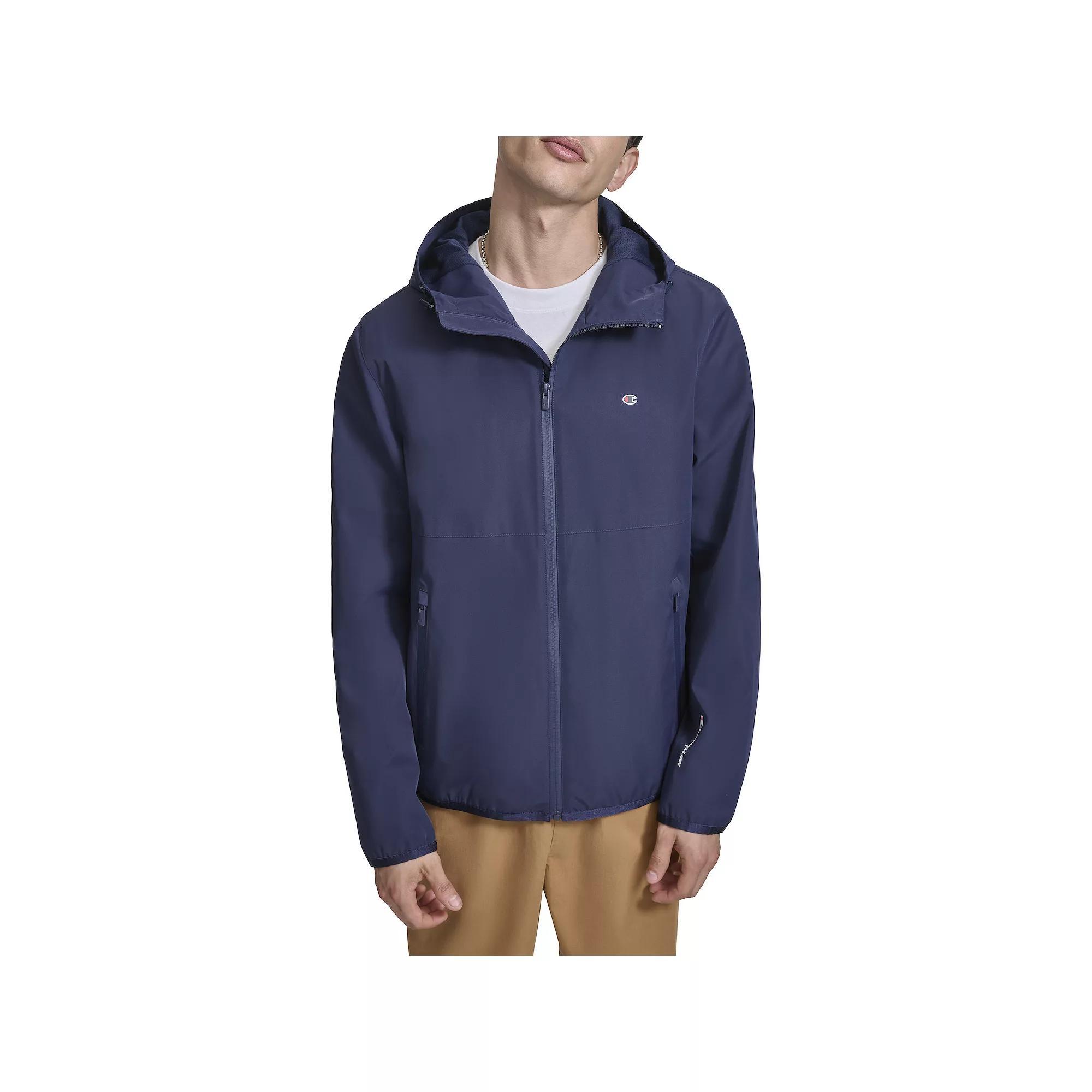 Men's Champion® Performance Hooded Rain Shell Jacket, Size: Small, Blue Product Image