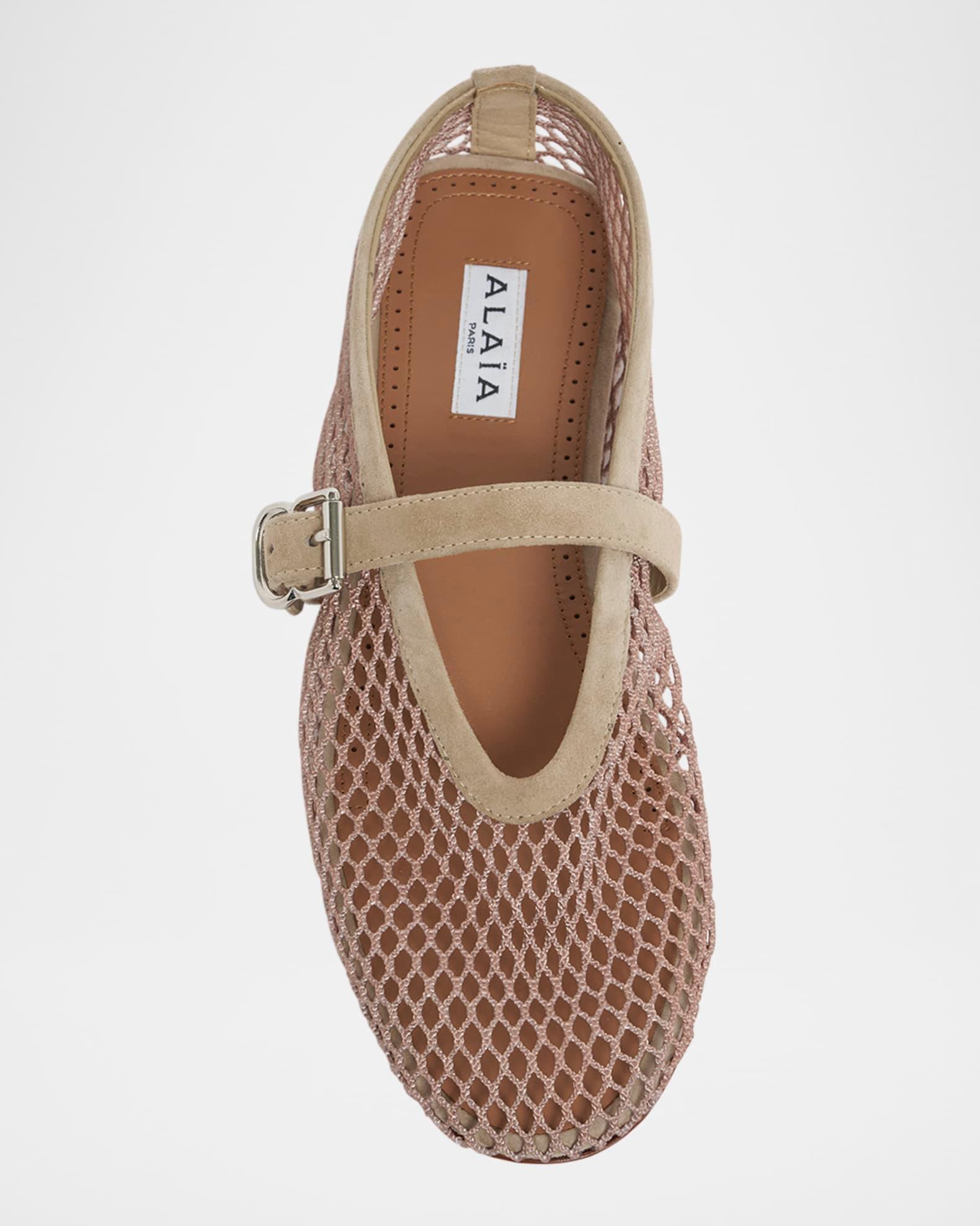 Mesh Mary Jane Suede Ballerina Flats Product Image