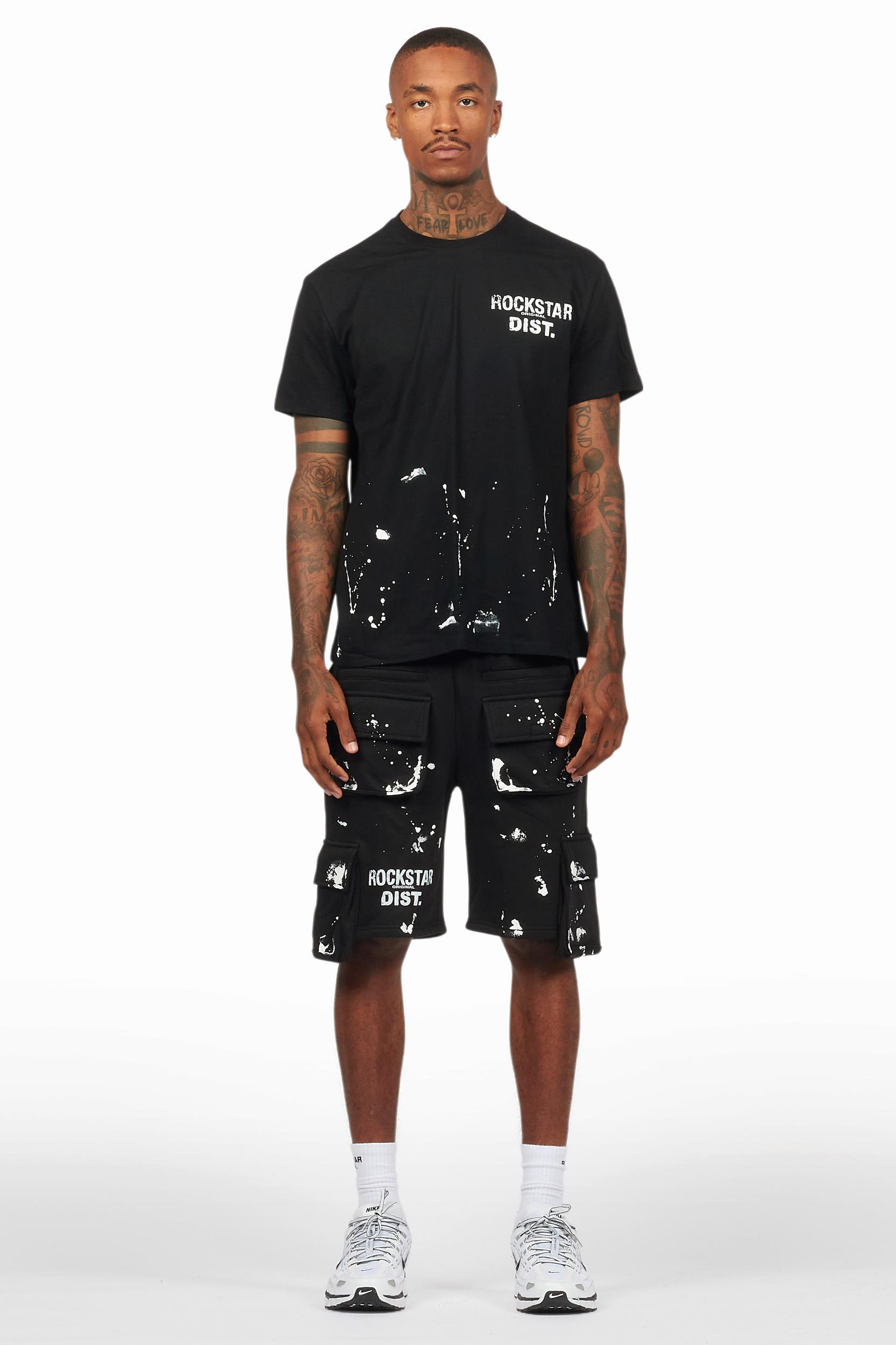 Raffer Black/White T-Shirt Cargo Shorts Set Male Product Image