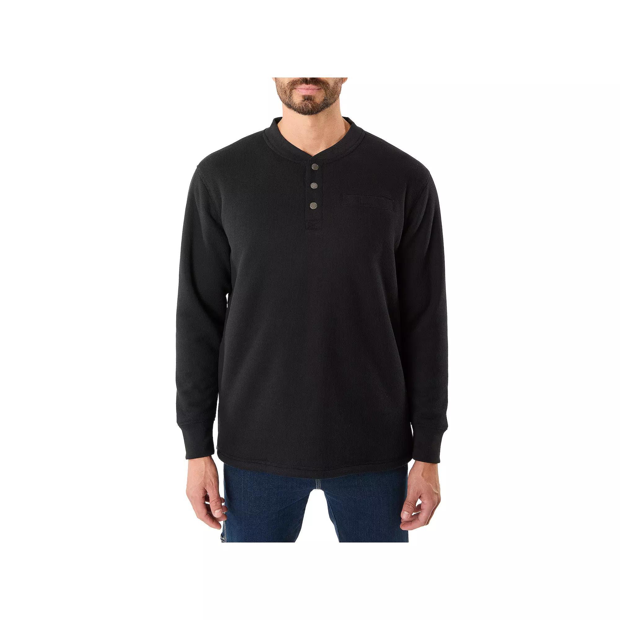 Men's Smith's Workwear Regular-Fit Sherpa Bonded Thermal Henley Pullover, Size: Medium, Bark Brown Product Image