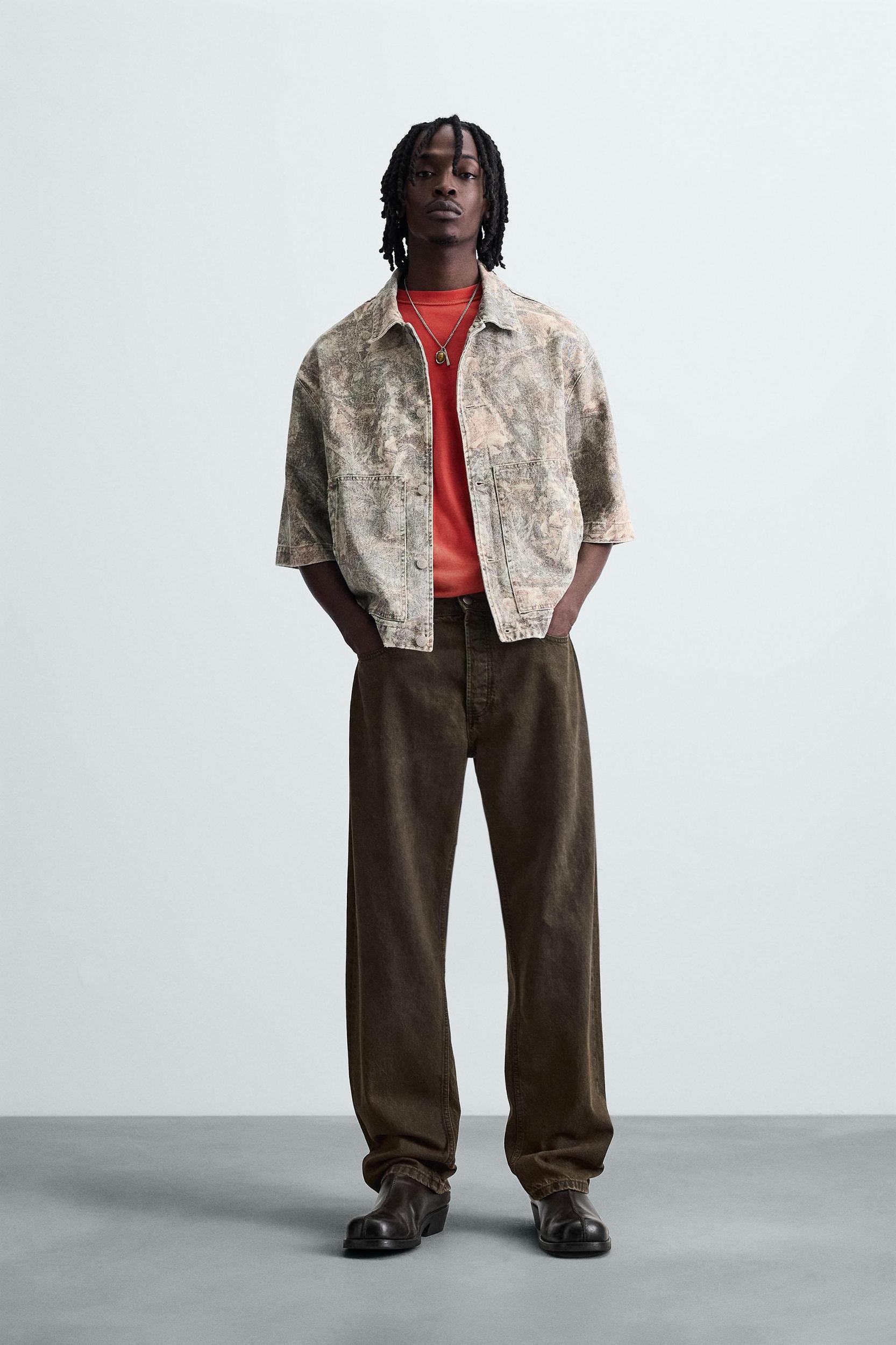 WASHED ABSTRACT PRINT OVERSHIRT Product Image