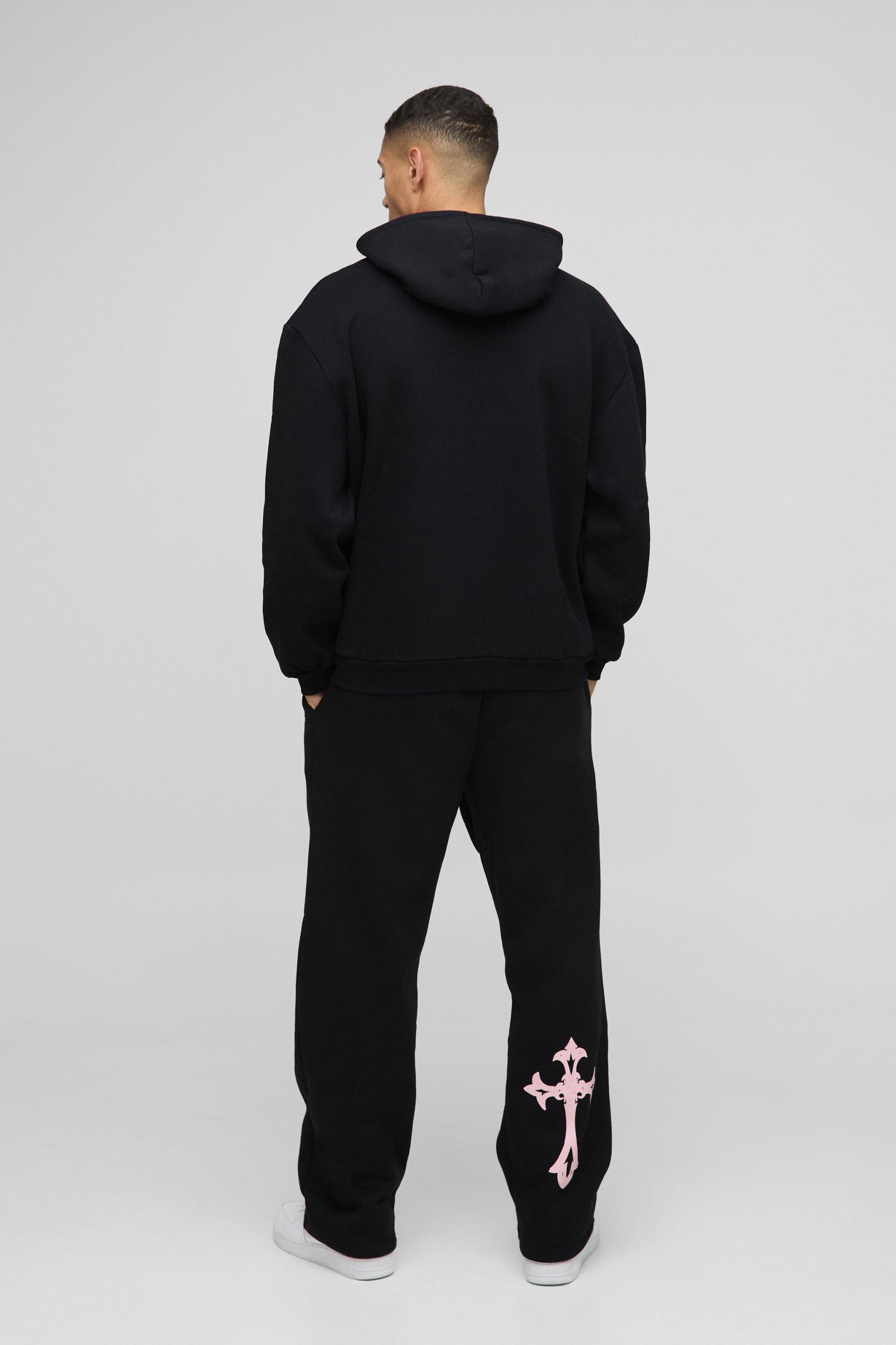 Oversized Homme Cross Hooded Tracksuit | boohooMAN USA Product Image