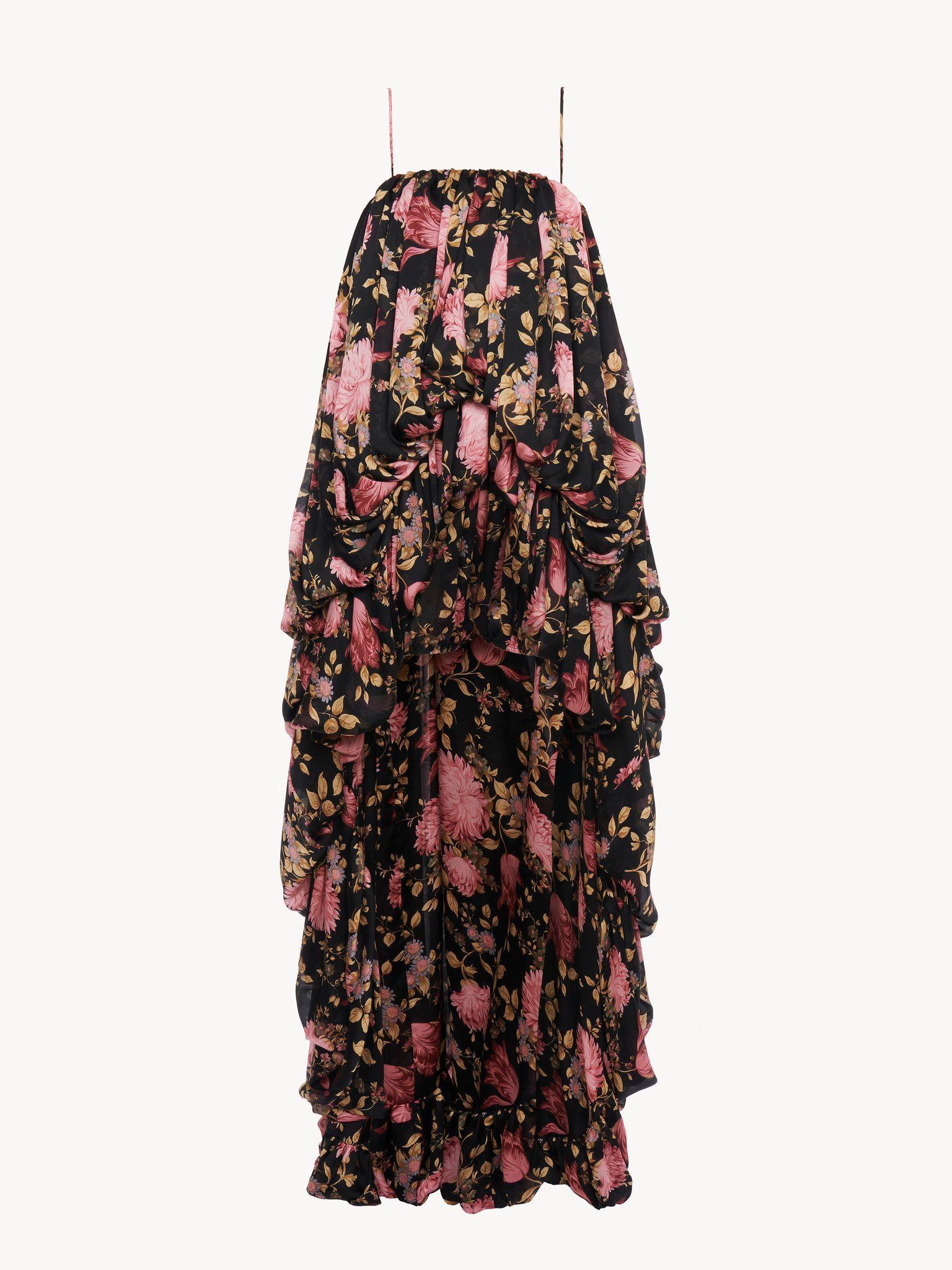 High-low sleeveless jumpsuit in silk charmeuse Product Image