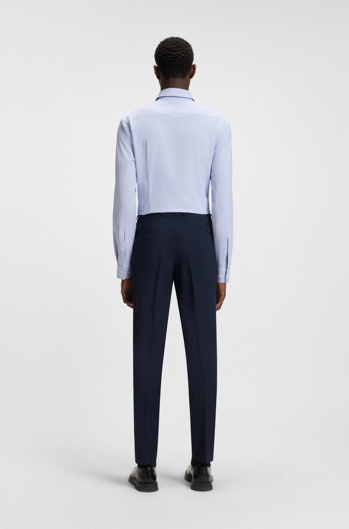 HUGO - Slim-fit shirt in printed performance-stretch jersey - Light Blue Product Image