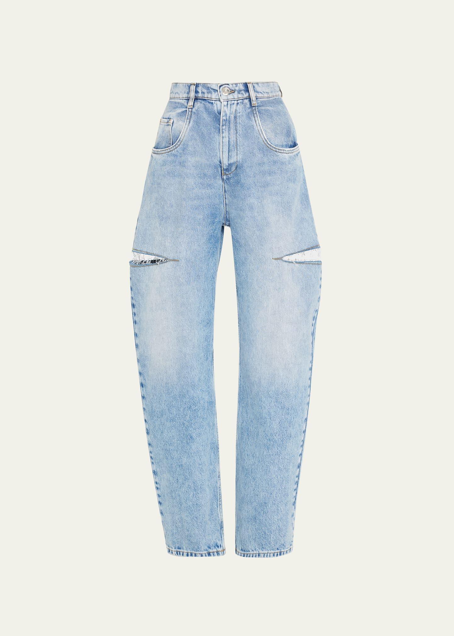 Slash-Sides Wide-Leg Denim Pants Product Image