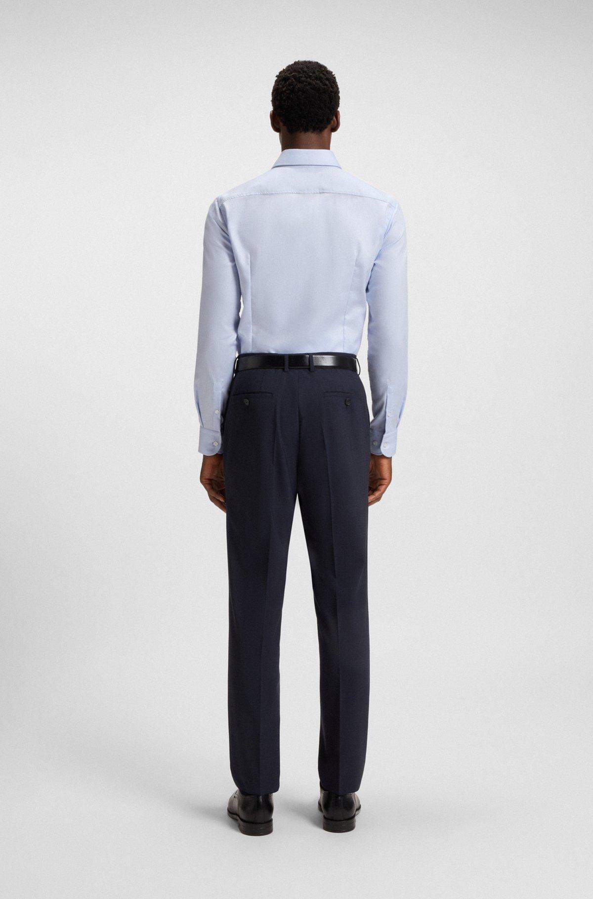 BOSS - Slim-fit shirt in structured cotton - Light Blue Product Image