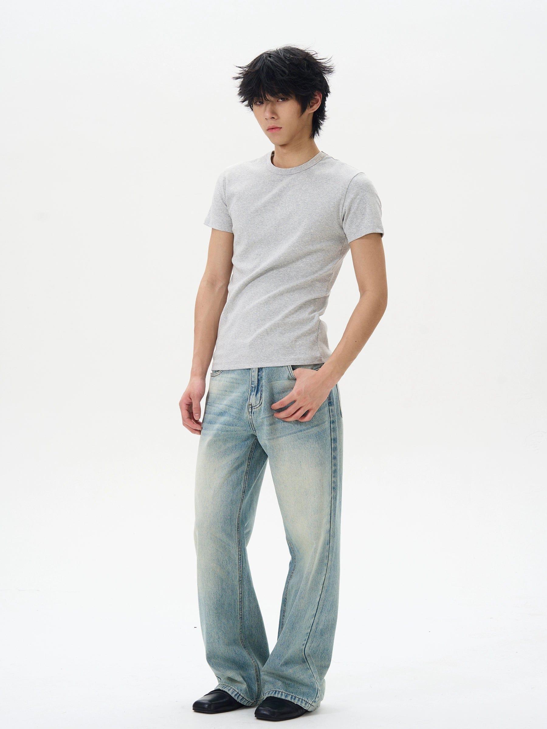 RT No. 12298 WASHED BLUE DENIM STRAIGHT JEANS Product Image