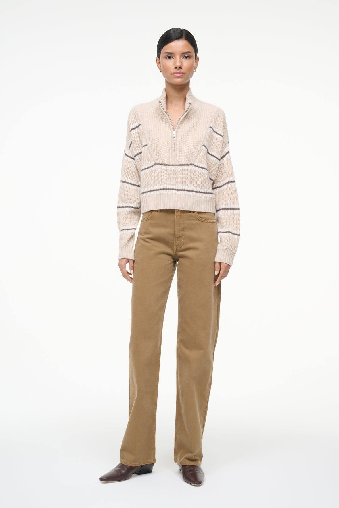 CASHMERE CROPPED HAMPTON SWEATER | WHISPER STRIPE Product Image