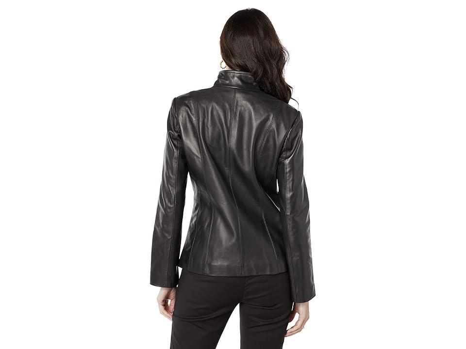 Cole Haan Leather Stand Collar Jacket Product Image