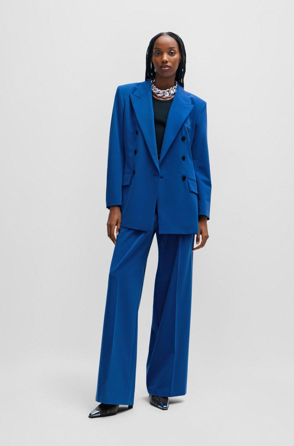 Relaxed-fit double-breasted jacket in stretch fabric Product Image