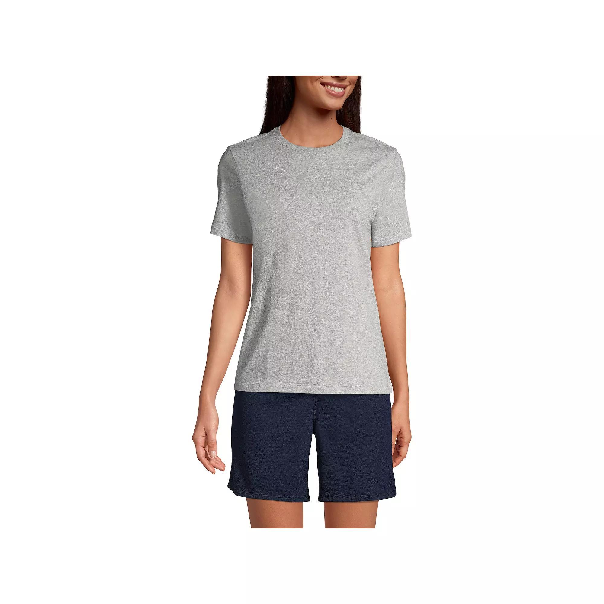 Women's Lands' End Short Sleeve Essential Tee, Size: Medium, Gray Grey Product Image