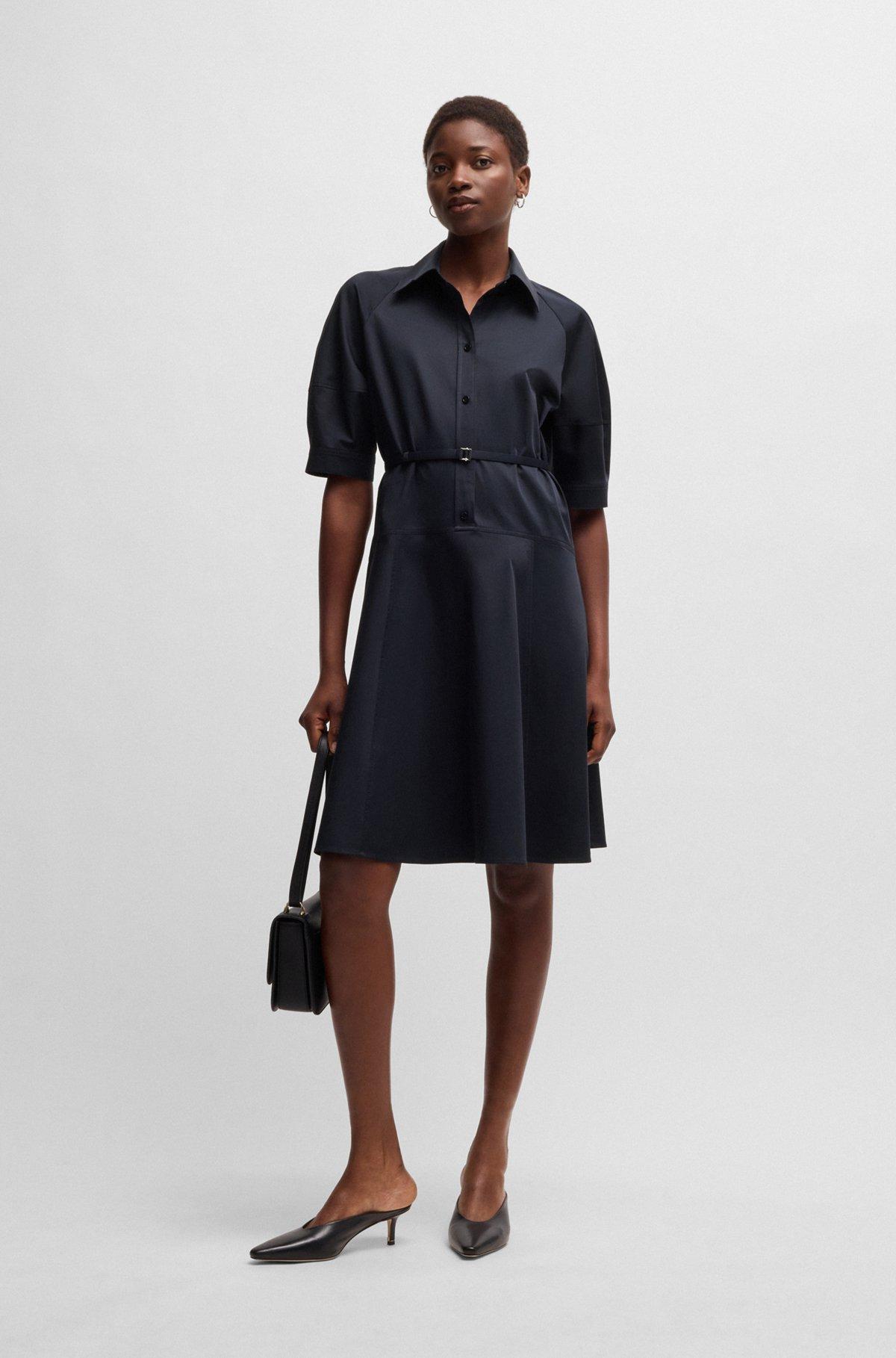 Shirt dress in stretch cotton with half placket Product Image