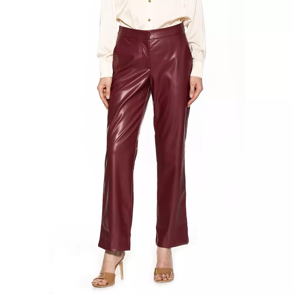 Women's ALEXIA ADMOR Faux-Leather Fitted Wide-Leg Pants, Size: 8, Camel Product Image