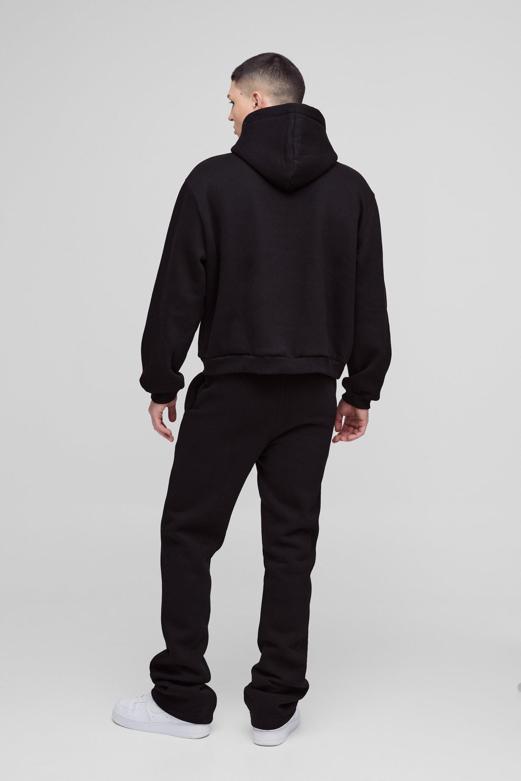 Oversized Boxy Man Print Flare Stacked Hooded Tracksuit | boohooMAN USA Product Image