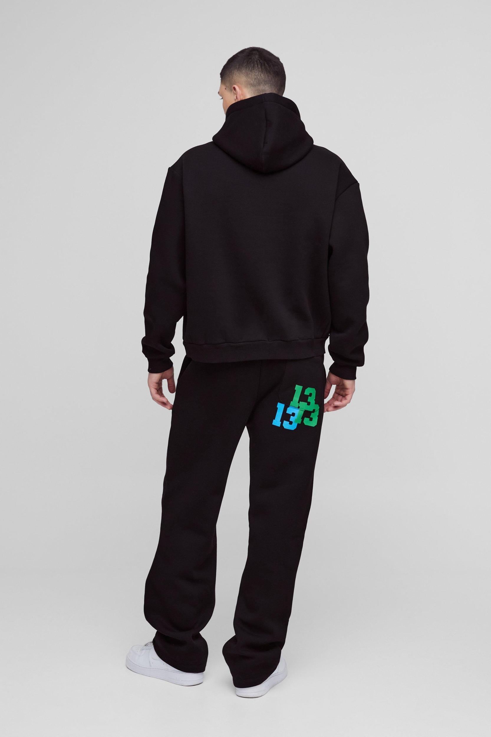 Oversized Boxy Worldwide 13 Embroidered Varsity Tracksuit | boohooMAN USA Product Image