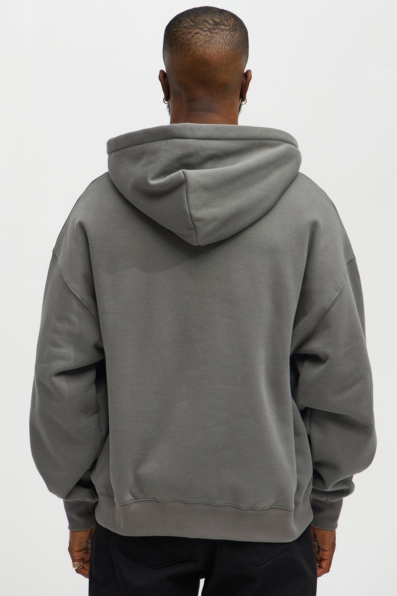 Tyson Oversized Heavyweight Quarter Zip Hoodie - Charcoal Product Image