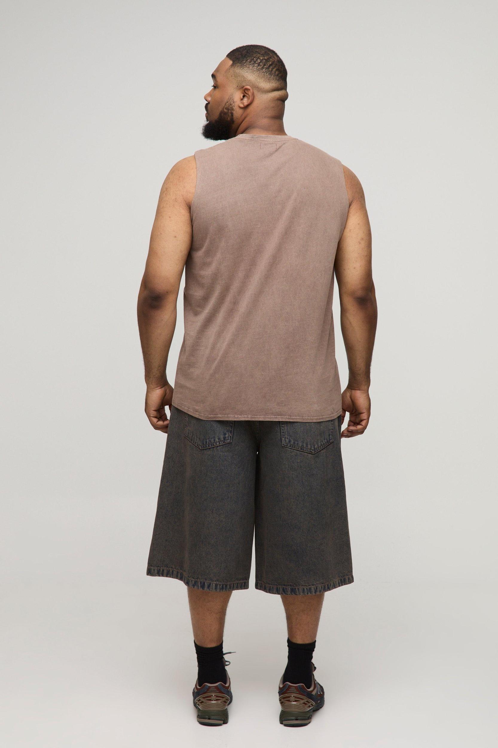 Plus Acid Wash Regular Fit Tank | boohooMAN USA Product Image