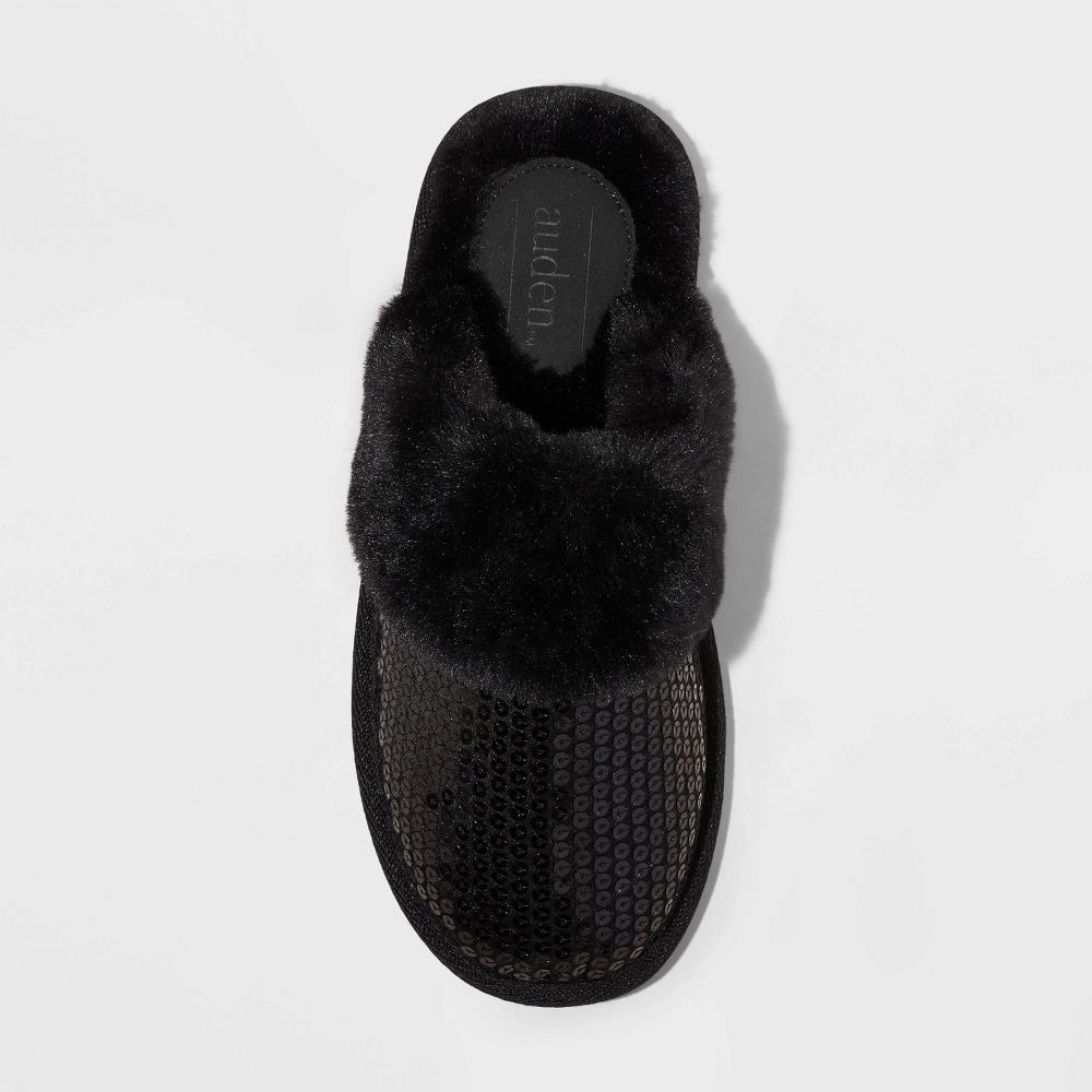 Womens Rae Sequin Scuff Slippers - Auden Silver S: Slip-On, Backless, Indoor/Outdoor Outsole, Closed Round Toe Product Image