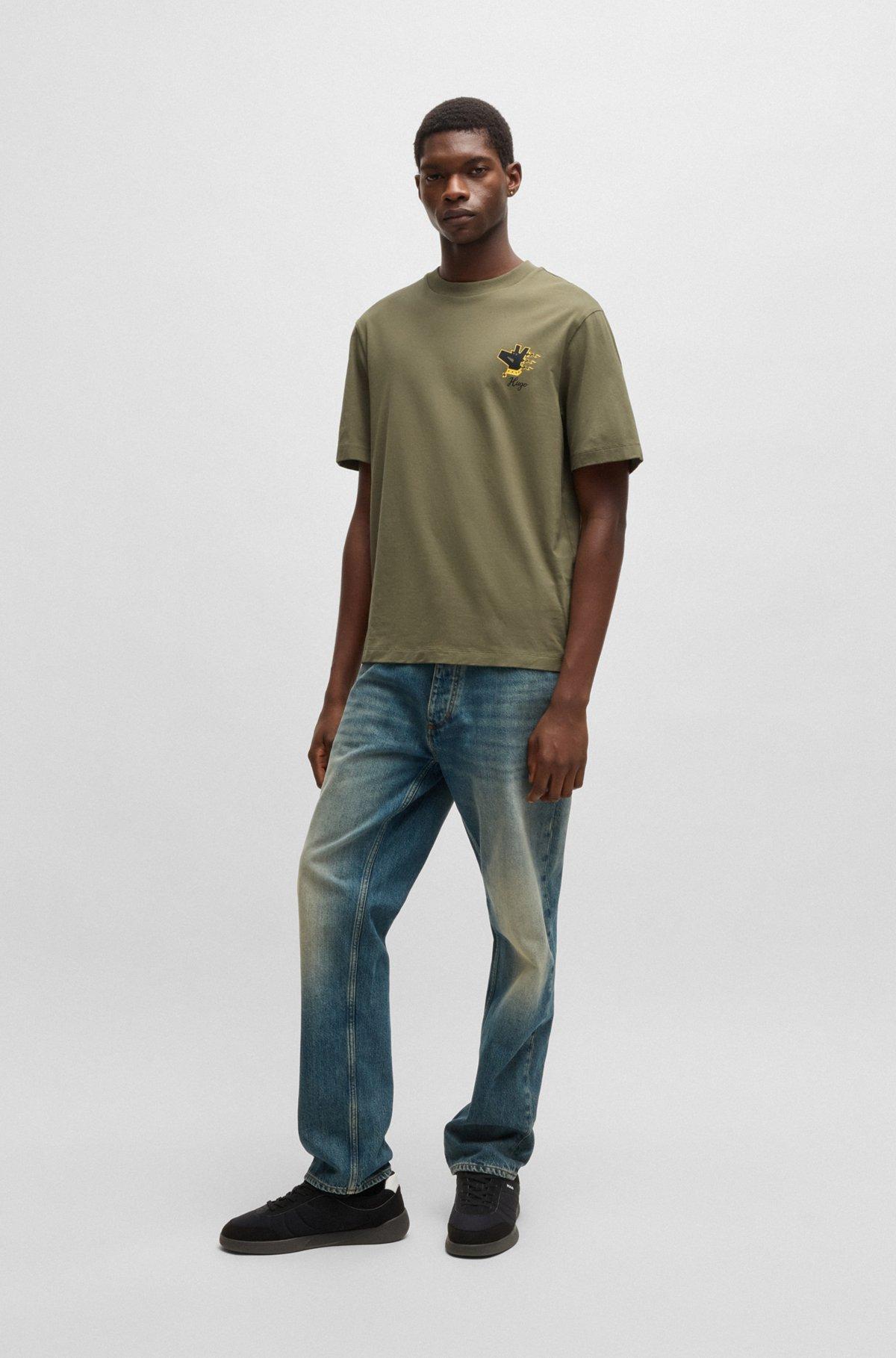 Cotton-jersey T-shirt with graphic prints Product Image