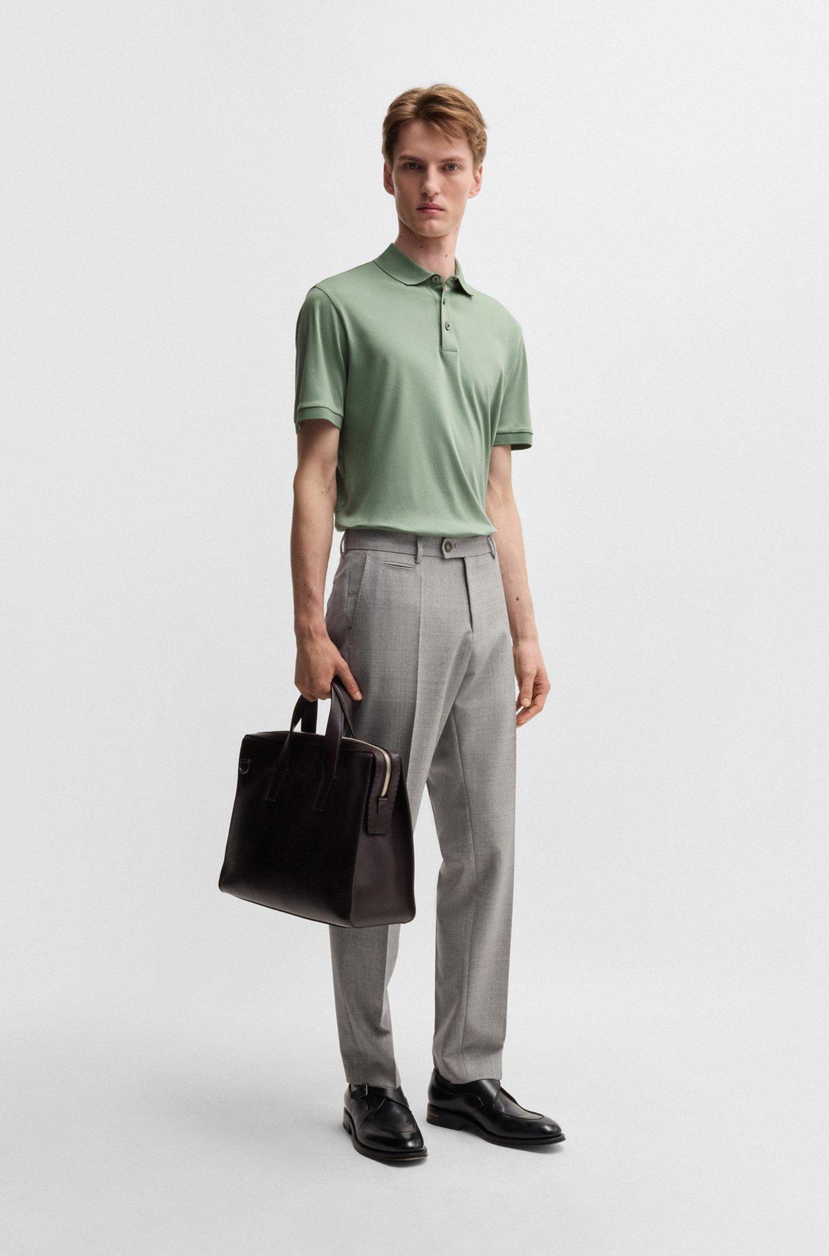 Regular-fit polo shirt in mercerized cotton Product Image