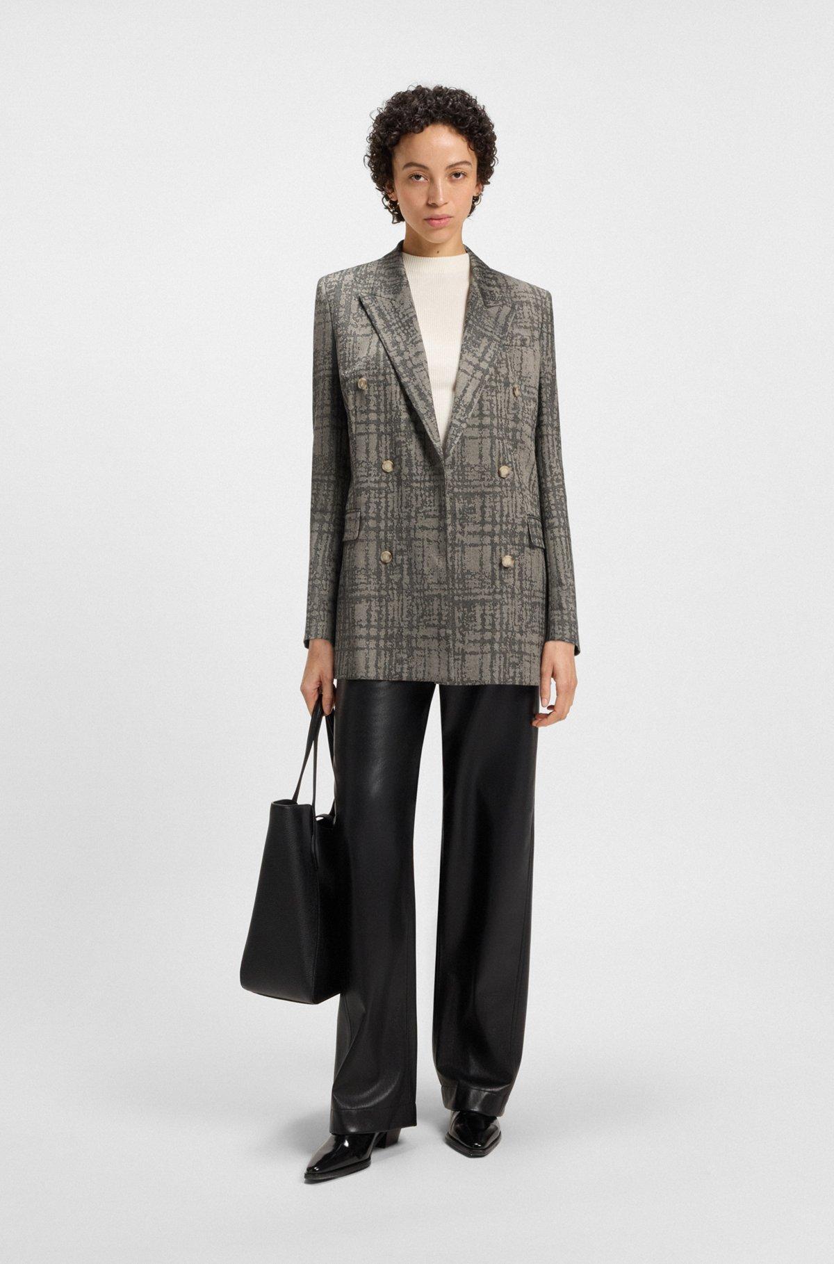 BOSS - Regular-fit blazer with herringbone check - Patterned Product Image