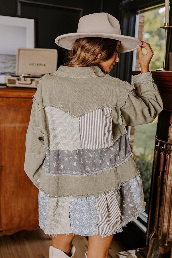 Pick Of The Patch Color Block Jacket in Sage Product Image